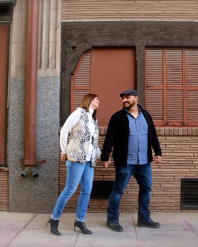 Couple strolling downtown El Paso