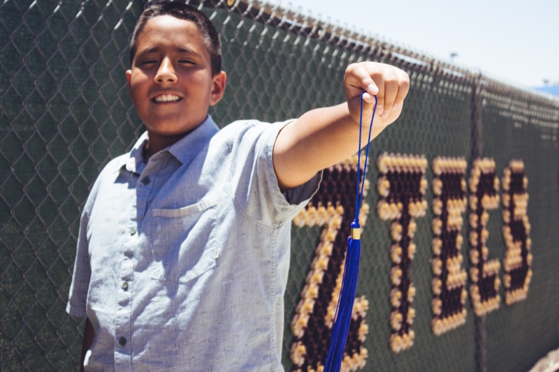 Senior portrait at the Tigers wall