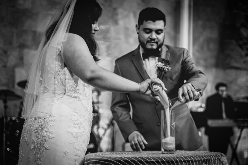 Reception moment in black and white